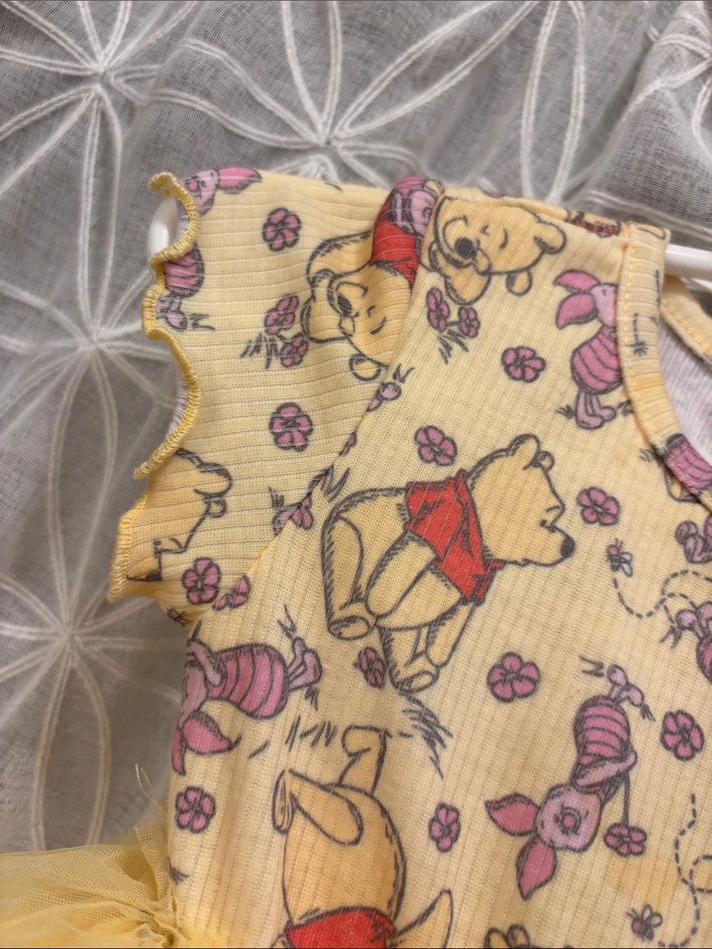 Disney Baby Yellow Winnie the Pooh Floral Print Tutu Onesie